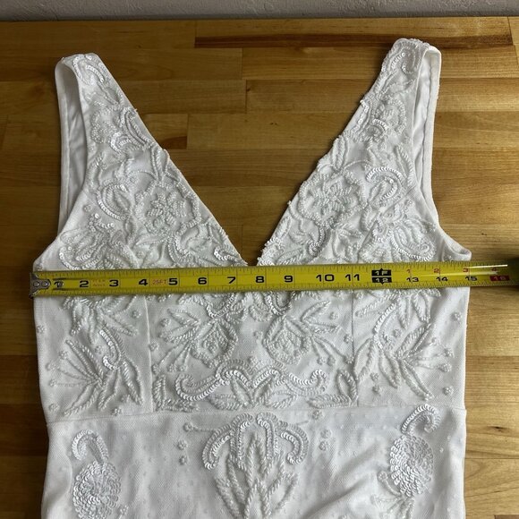 LULUS Wedding Dress Medium Passionate Romance White Beaded Sequin Mermaid Maxi - Picture 10 of 12